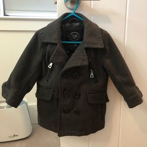 Boys grey wool double breasted peat coat